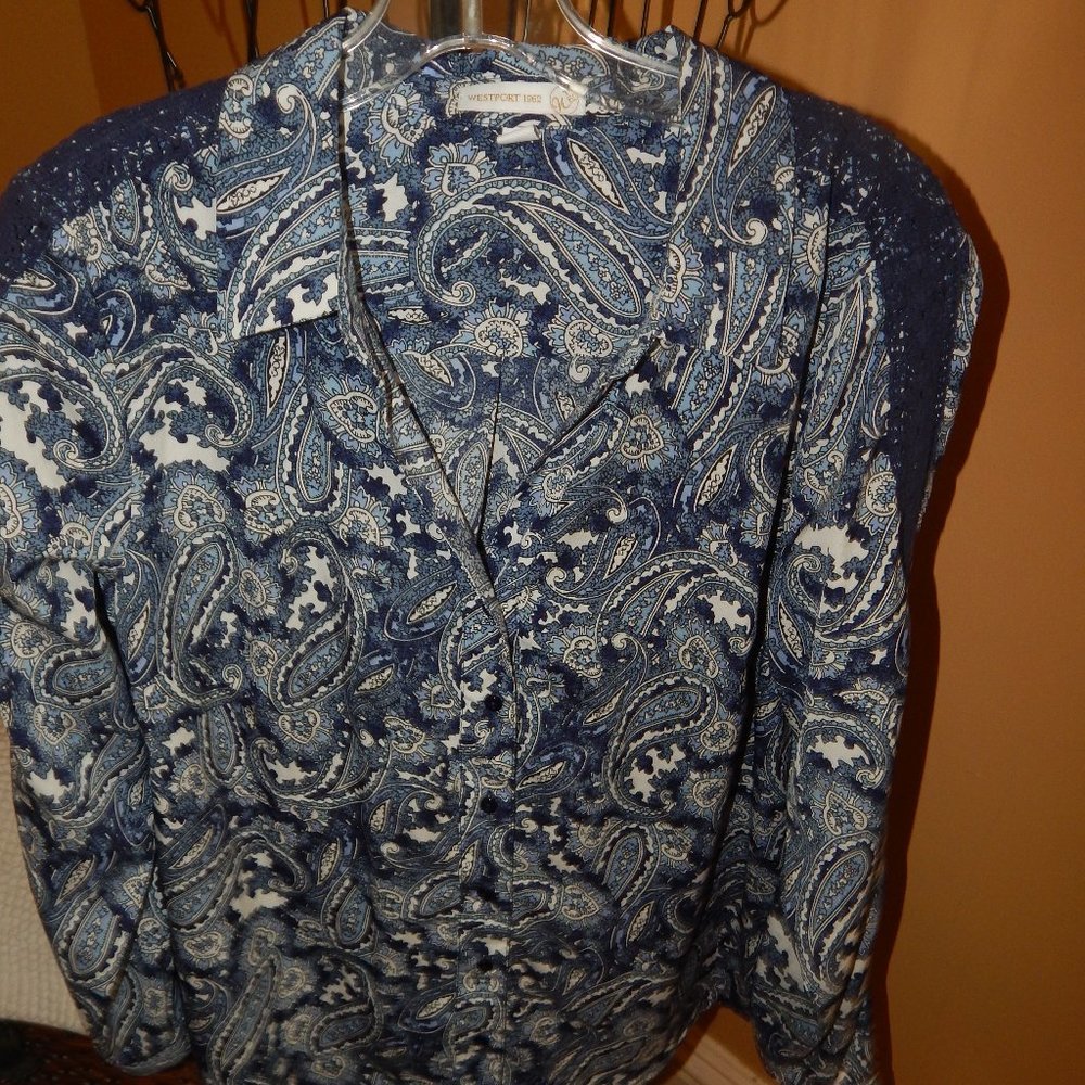 Ladies Westport 1962 button-front blouse - Top - shirt  Size L